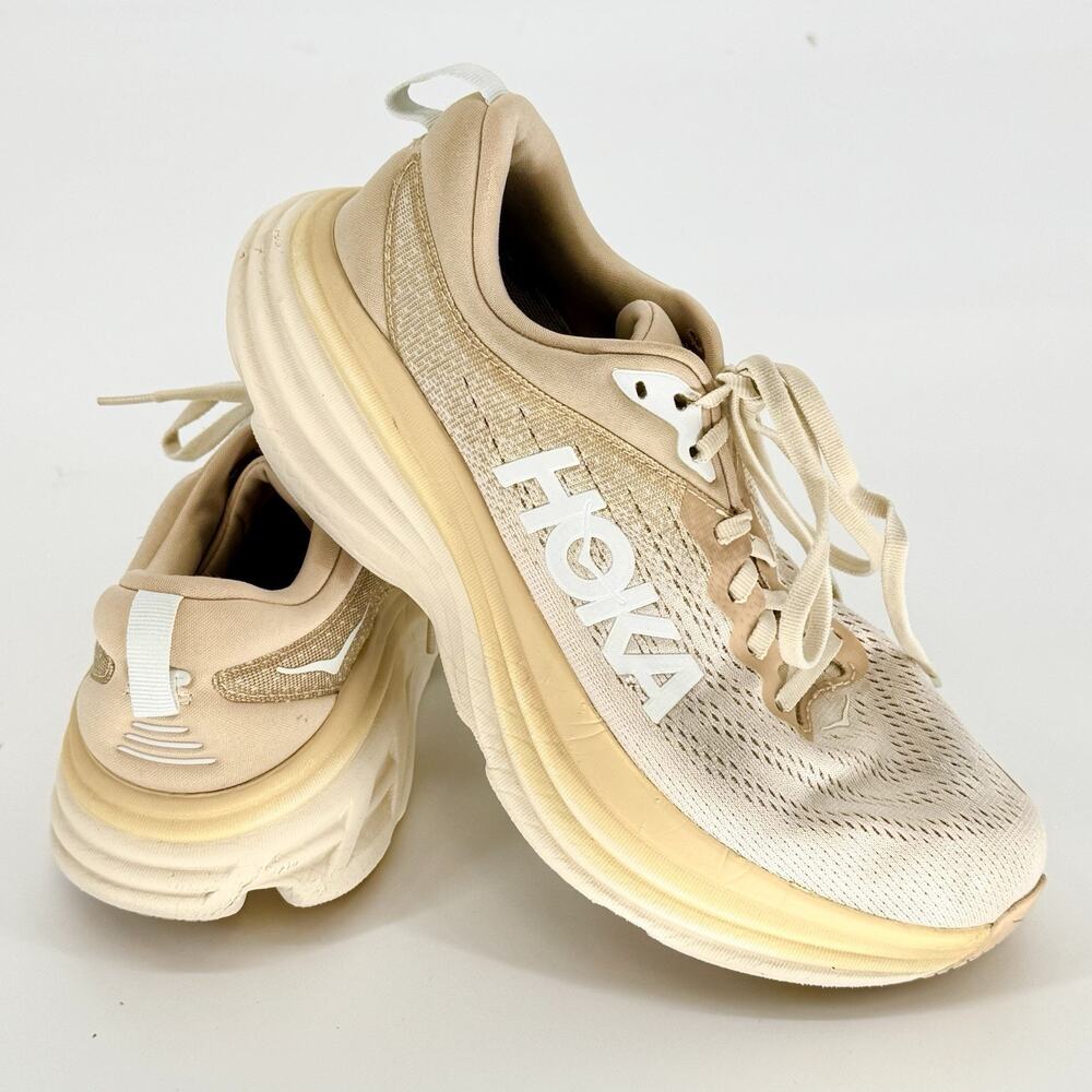 HOKA Bondi 8 Oat Milk Barley Men 8.5 Women 10.5 Low Top Running Sneaker Comfort